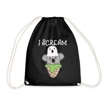 Koala Halloween Ghost I Scream Ice Cream Jeu de mots - Sac de sport léger - noir - Devant