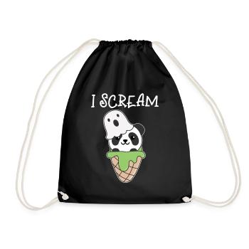 Panda Halloween Geist I Scream Eis Wortspiel - Turnbeutel - Schwarz - Vorne