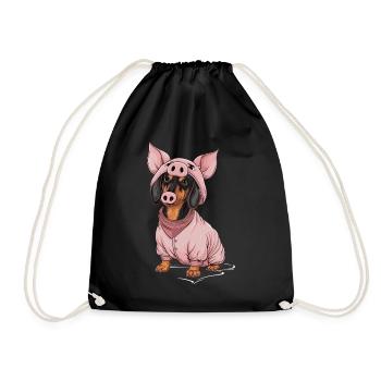 Teckel déguisé en cochon - Sac de sport léger - noir - Devant