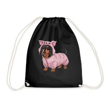 Teckel En Costumes Tenue Cochon - Sac de sport léger - noir - Devant