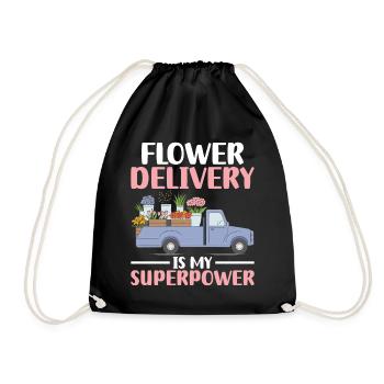 Blumenlieferung ist meine Superkraft Lustige Lieferung - Turnbeutel - Schwarz - Vorne