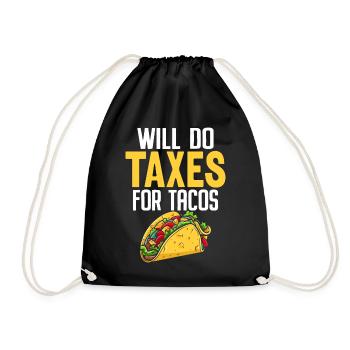 Will Do Taxes for Tacos Funny Accounting CPA - Drawstring Bag - black - Front