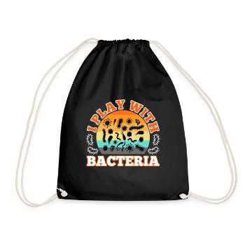 I play with bacteria - Drawstring Bag - black - Front