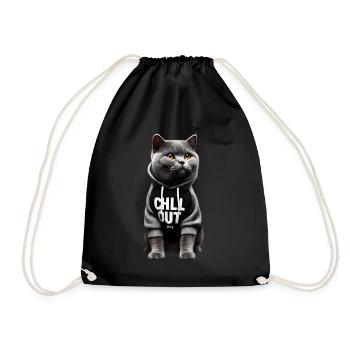 Funny British Shorthair Chill Out Cat Chill Out - Drawstring Bag - black - Front
