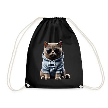 Funny British Shorthair Chill Out Cat Chill Out - Drawstring Bag - black - Front