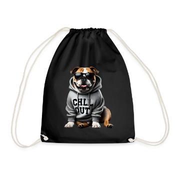 Lustiges Englische Bulldogge Tierliebhaber Chillen - Turnbeutel - Schwarz - Vorne