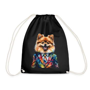 Pomeranian Zwergspitz Anzug Hund Bunt Print - Turnbeutel - Schwarz - Vorne