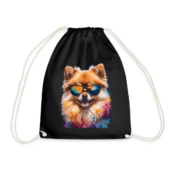 Pomeranian Pomeranian Sunglasses Dog Print - Drawstring Bag - black - Front