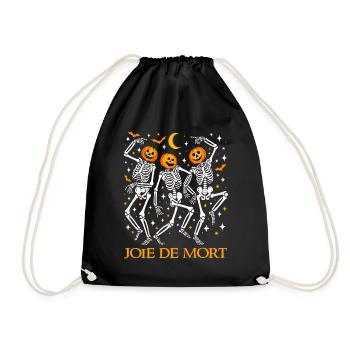 Joie De Mort Dancing Skeletons Funny Halloween - Drawstring Bag - black - Front