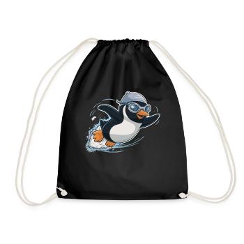 Schwimmender Pinguin Schwimmer Schwimmen - Turnbeutel - Schwarz - Vorne