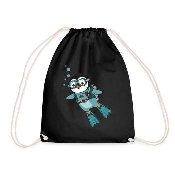 Süßer Pinguin Taucher Illustration - Turnbeutel - Schwarz - Vorne