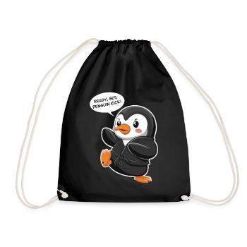 À vos marques, prêts, coup de pied de pingouin ! Pingouin mignon - Sac de sport léger - noir - Devant