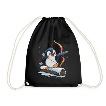 Pingouin avec arc dans l’aventure de neige - Sac de sport léger - noir - Devant