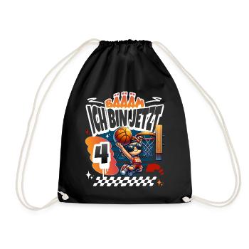 Basketball Bääm Ich Bin Jetzt 4. Geburtstag - Turnbeutel - Schwarz - Vorne