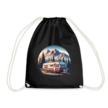 Camping Camper Caravan - Drawstring Bag - black - Front