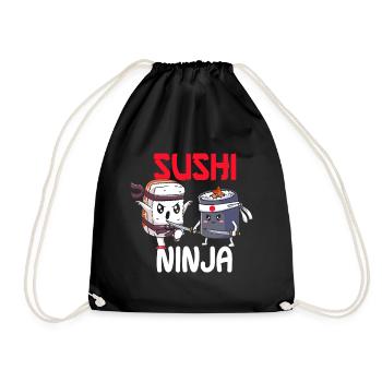 Sushi Ninja Japanisches Essen Lustig Ninja Fisch & Meeresfrüchte - Turnbeutel - Schwarz - Vorne