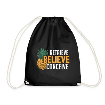 Retrieve Believe Conceive Funny IVF Pineapple - Drawstring Bag - black - Front