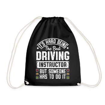 Funny Driving Instructor Permit License Driver - Drawstring Bag - black - Front
