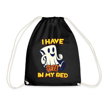 Lustiger Geister Spruch there is sheet in my bed - Drawstring Bag - black - Front