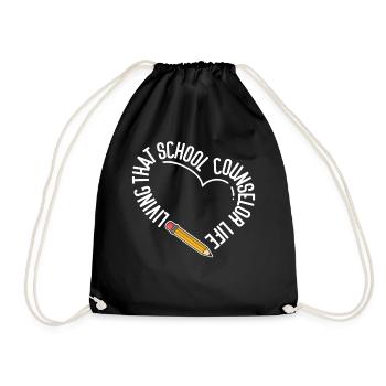 School Counselor Heart Living That - Turnbeutel - Schwarz - Vorne