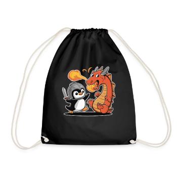 Le pingouin chevalier combat les dragons - Sac de sport léger - noir - Devant
