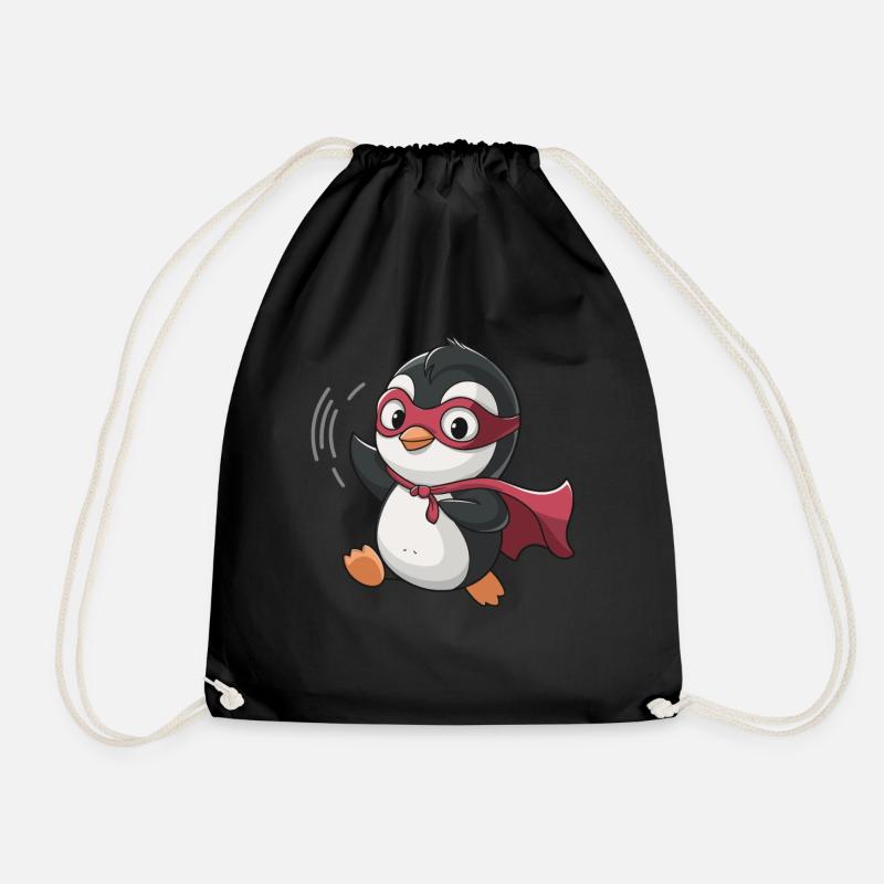Niedlicher Superheld Pinguin Mit Cape - Turnbeutel - Schwarz
