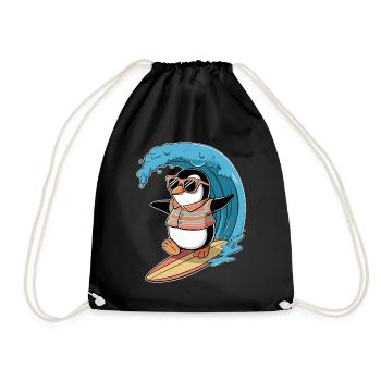 Surf de pingouin cool avec des lunettes de soleil - Sac de sport léger - noir - Devant