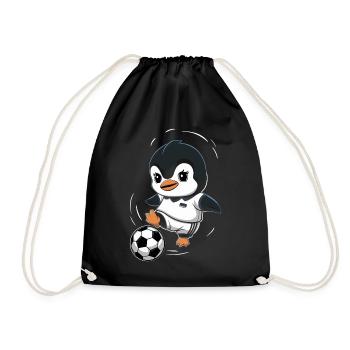 Dessin animé de joueur de football pingouin - Sac de sport léger - noir - Devant