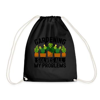 Gardening solves all my problems - Funny Gardening - Drawstring Bag - black - Front