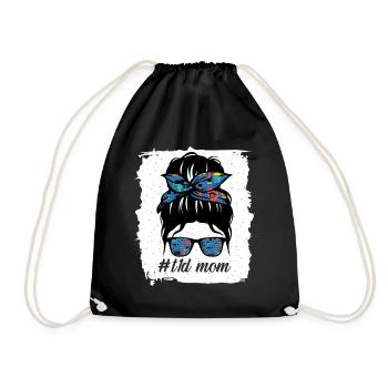 T1D Mama Blau und Grau Band Messy Bun Juvenil - Turnbeutel - Schwarz - Vorne