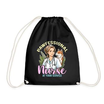Pawfessional Nurse At Your Service Vet Assistant - Drawstring Bag - black - Front