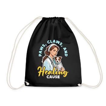 Veterinary Nurse Paws Claws And Vet Assistant - Drawstring Bag - black - Front