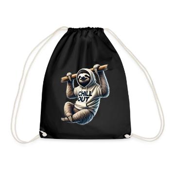 Funny Sloth Chill Out Animal Lover Chilling - Drawstring Bag - black - Front