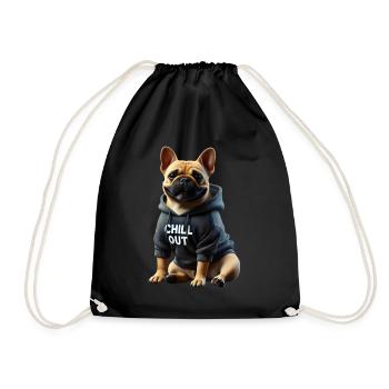 Funny French Bulldog Chill Out Chill Out - Drawstring Bag - black - Front