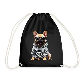 Funny French Bulldog Chill Out Chill Out - Drawstring Bag - black - Front
