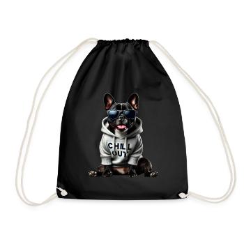 Funny French Bulldog Chill Out Chill Out - Drawstring Bag - black - Front