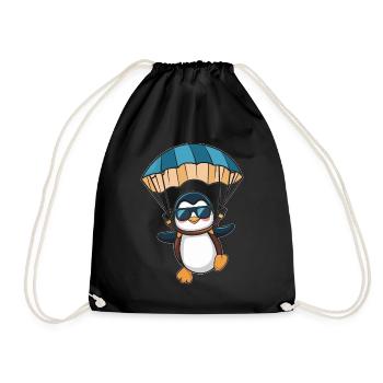 Cool penguin with parachute - Drawstring Bag - black - Front