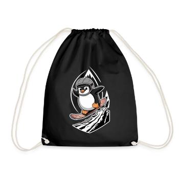 Pinguin Snowboard Abenteuer - Turnbeutel - Schwarz - Vorne