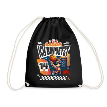 Basketball Bääm Ich Bin Jetzt 14. Geburtstag - Turnbeutel - Schwarz - Vorne