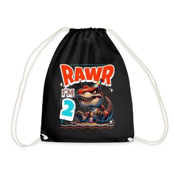 2ème anniversaire Rawr T Rex Dinosaure - Sac de sport léger - noir - Devant