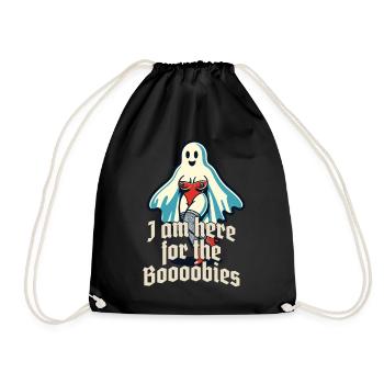 Lustiger Geister Spruch Für Die Boobies Halloween - Turnbeutel - Schwarz - Vorne
