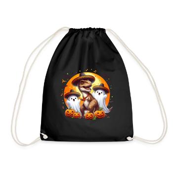 Halloween T-rex ghosts Mariachi Day of the Dead - Drawstring Bag - black - Front