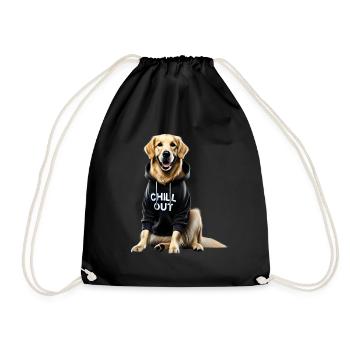 Funny German Golden Retriever Chill Out Dog - Drawstring Bag - black - Front