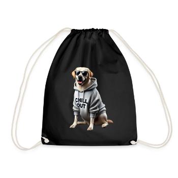 Funny Labrador Animal Lover Dogs Chilling Lazy - Drawstring Bag - black - Front