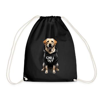 Funny Labrador Animal Lover Dogs Chilling Lazy - Drawstring Bag - black - Front