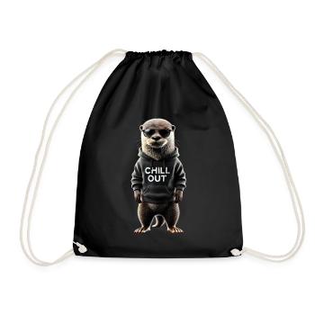 Funny Otter Chill Out Animal Lover Chill - Drawstring Bag - black - Front