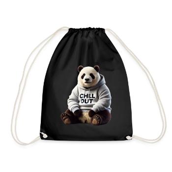Funny Panda Bear Chill Out Animal Lover Chill - Drawstring Bag - black - Front