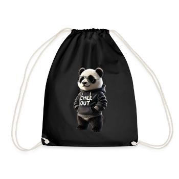 Funny Panda Bear Chill Out Animal Lover Chill - Drawstring Bag - black - Front