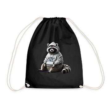 Funny Raccoon Chill Out Animal Lover Chill - Drawstring Bag - black - Front