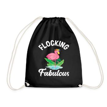 Flamingo Fabulous - Drawstring Bag - black - Front